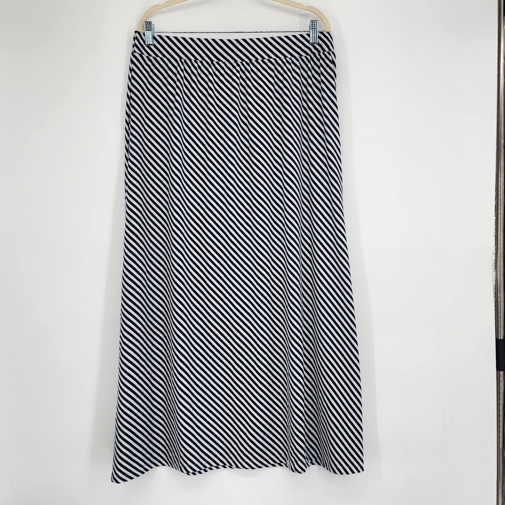 Womens Minimalist Classic Striped Maxi Skirt Size 14 Capsule Spring Summer Chic